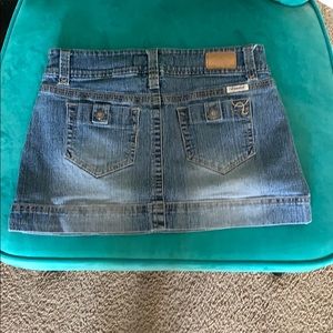 Low rise denim mini skirt